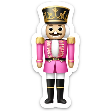 Nutcracker wearing pink sticker