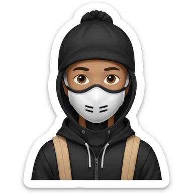skier with black goggles hoodie and face mask looking stylish like an underground rapper. I said mask pls no face showing  sticker