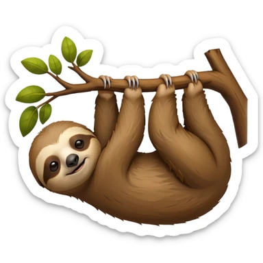 sleepy sloth hanging from a tree sticker