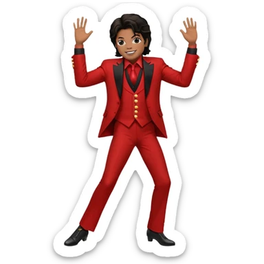 Maichel jackon bailando con un traje rojo y negro con pose en mano en los huevos sticker