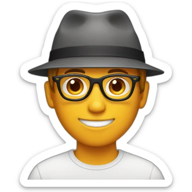 white boy with hat orange and glasses sticker