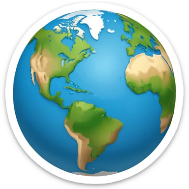 Minimalist Earth globe with landmasses shaped like 812 and also with large, bold "812" text prominently displayed across the globe, iOS emoji style sticker