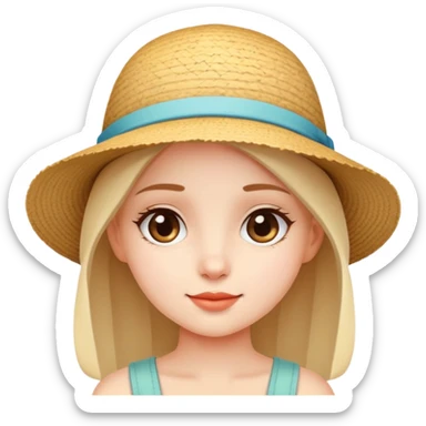 cute girl with summer hat sticker