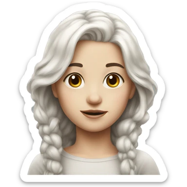realistic portrait of girl with white hair sticker