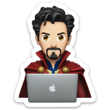 doctor strange with macbook sticker