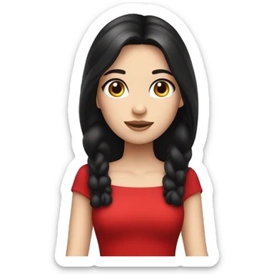 Pale Girl with black hair wearing red dress sticker