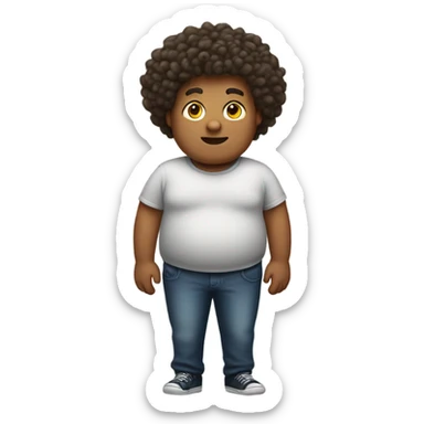 Fat tall boy with curly hair sticker