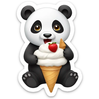 Panda eating ice cream sticker