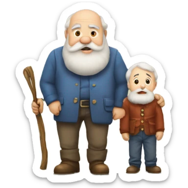 Grand-pere barbu et son petit-fils métisse  sticker
