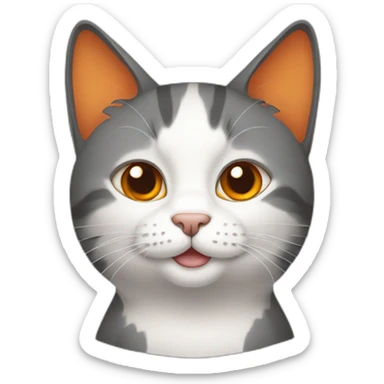 orange, dark gray and white cat sticker
