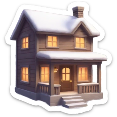 Cute cozy house with snow sticker