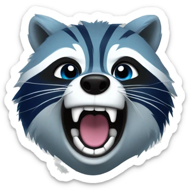 Blue raccoon screaming  sticker