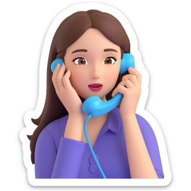 girl talking on phone bedroom background, close up pose sticker