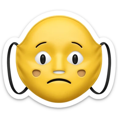 A sad face emoji coverd by a happy face mask sticker