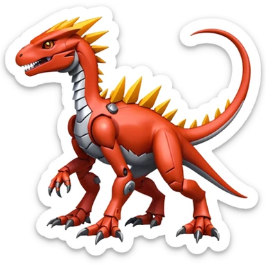 Spiky Cool Shiny Dark Futuristic shiny colorful Digimon-Fakemon-Guilmon-Velociraptor-Mecha full body  sticker