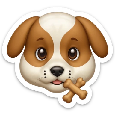 puppy face with white bone  sticker