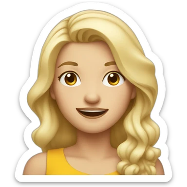 blonde girl winking  sticker