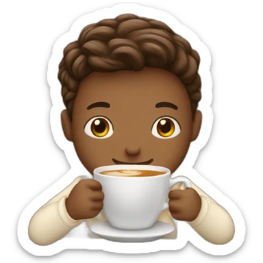 A person hugging a cup of cappuccino  sticker