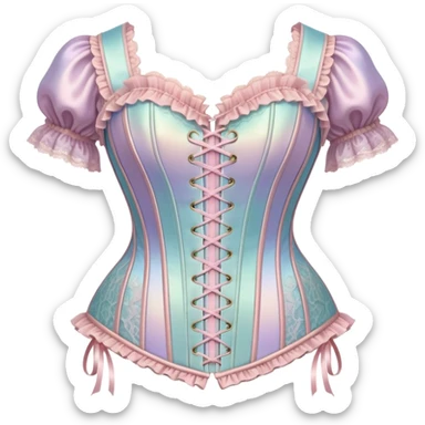 vintage rococo iridescent corset with lace and frills  sticker