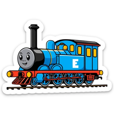 blue tank engine train locomotive sticker