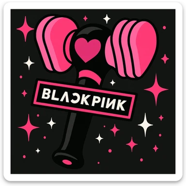 decorative item inspired by BLACKPINK, black and pink colors, sparkling accents, modern pop feel, vibrant toon style sticker