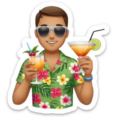 Male pool party with cocktails head sticker