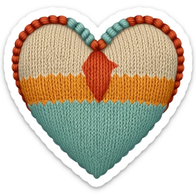 Vintage Patterned, Knitted, neutral colored heart  sticker