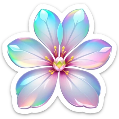 white sakura with a holographic effect sticker