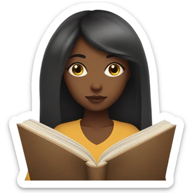 Black girl with straight hair reading a fantasy book sticker