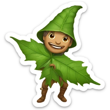 Duende arriba de una hoja sticker