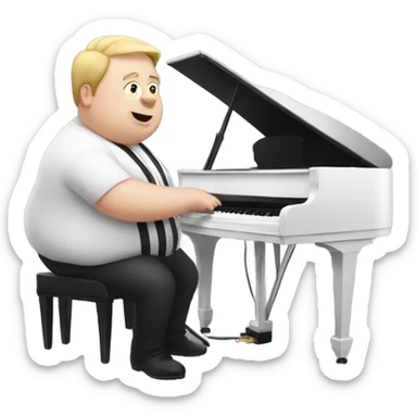Fat white man playing piano sticker
