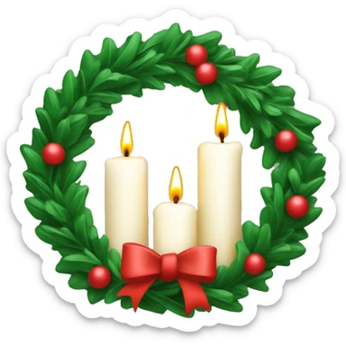 3 candle with christmas wreath sticker