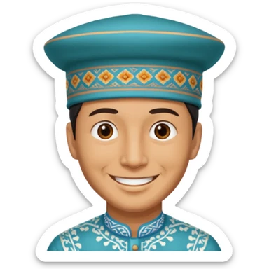 Uzbek man in Uzbek hat sticker