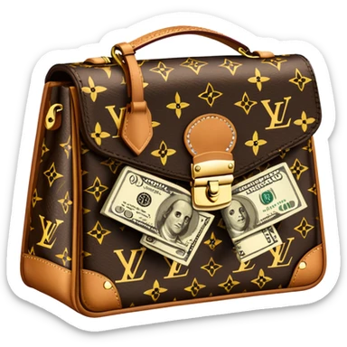 Louis Vuitton purse with dolars sticker