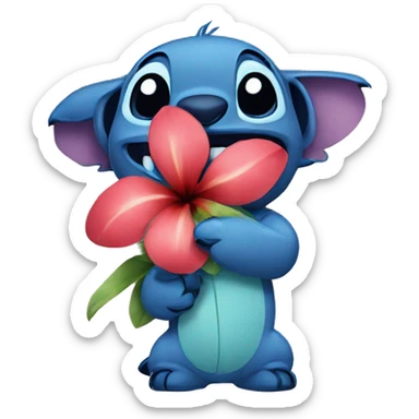 stitch with a flower  sticker
