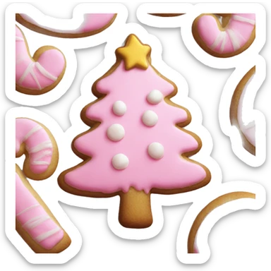 christmas tree cookie pink sticker