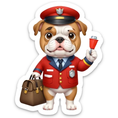English bulldog dressed as a postman sticker