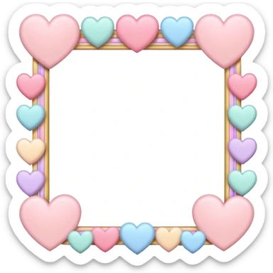 elegant feminine frame with hearts and pastel colors sticker
