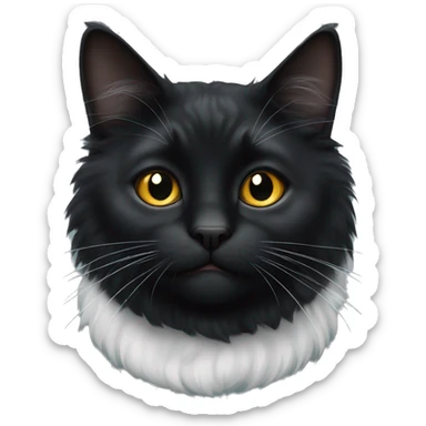 fluffy black cat with white spot on nose sticker
