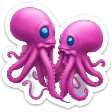 a blue kraken kissing an another pink kraken sticker
