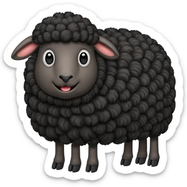 Oveja negra con el cuerpo entero de lado y cara graciosa  sticker