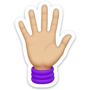 hand with purple bracelet waving sticker