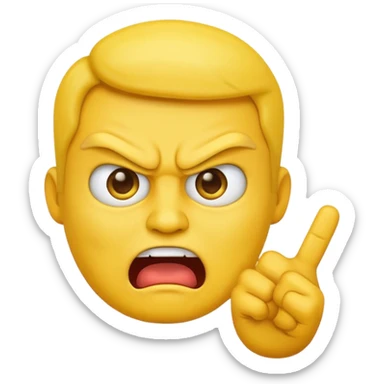 yellow face emoji with angry eyebrows showing the middle finger sticker