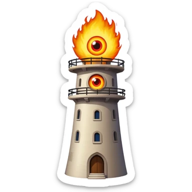 Tower with fireball eye on top sticker