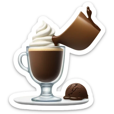 Espresso being poured over one scoop of ice cream sticker