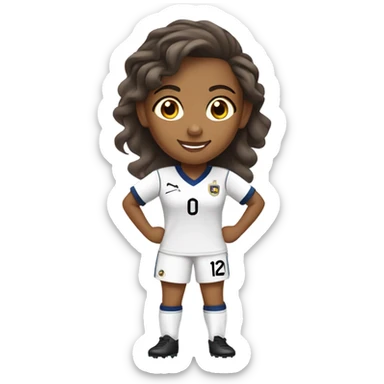 Brown  Girl Brown eyes playing soccer full body sticker