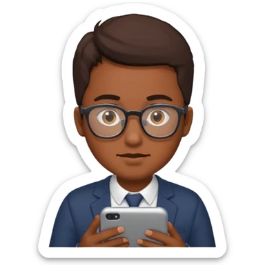 A guy scrolling on this phone, his eyes looking the phone sticker