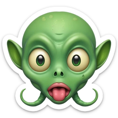  freaky alien with tongue out sticker