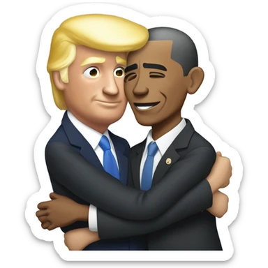 Trump hugging Obama sticker