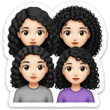 Quero 4 emoj  de 4 meninas Uma do cabelo liso preto e 3 cacheadas, uma cacheada preta e Cacheada branca e uma cacheada Parda. sticker